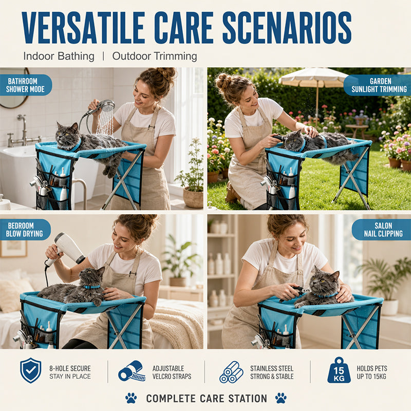 🥳SUPER OFFERTA 2026🥳💞50.000+ VENDUTI!⚡50% DI SCONTO! Letto pieghevole 2 in 1 per toelettatura animali. Ferma graffi, morsi e agitazione, elimina lo stress nella toelettatura del tuo pet 🛁😎