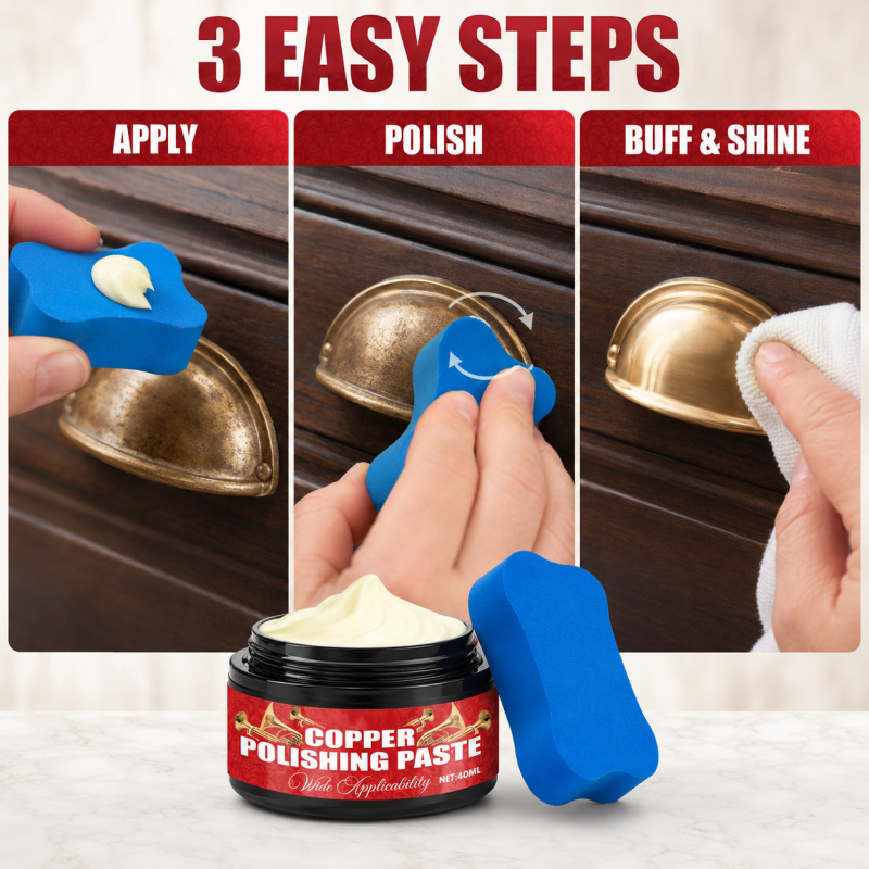 🎺🚫 50% DI SCONTO! Smetti di strofinare i tuoi oggetti in ottone opachi! Questa pasta lucidante con spugna elimina ossidazione e graffi lasciando una finitura a specchio – senza danni.