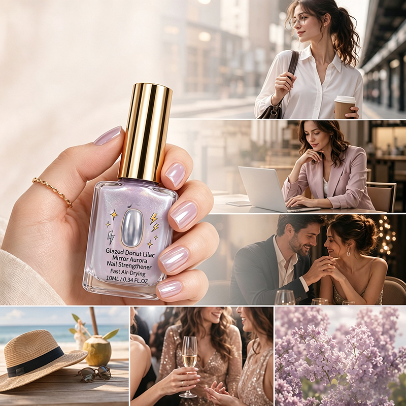 📢📢49% OFF !! ⏰Lilac Glossy Mirror Nail Strengthener