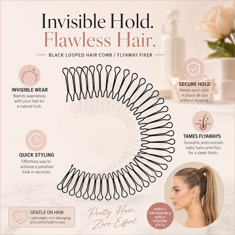 🔥Pettine invisibile anti‑crespo 💇‍♀️ Flessibile, blocca i capelli ribelli, confezione da 10 pezzi✨