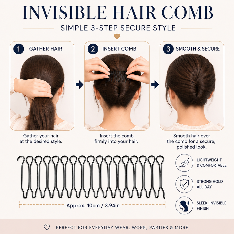 🔥Pettine invisibile anti‑crespo 💇‍♀️ Flessibile, blocca i capelli ribelli, confezione da 10 pezzi✨