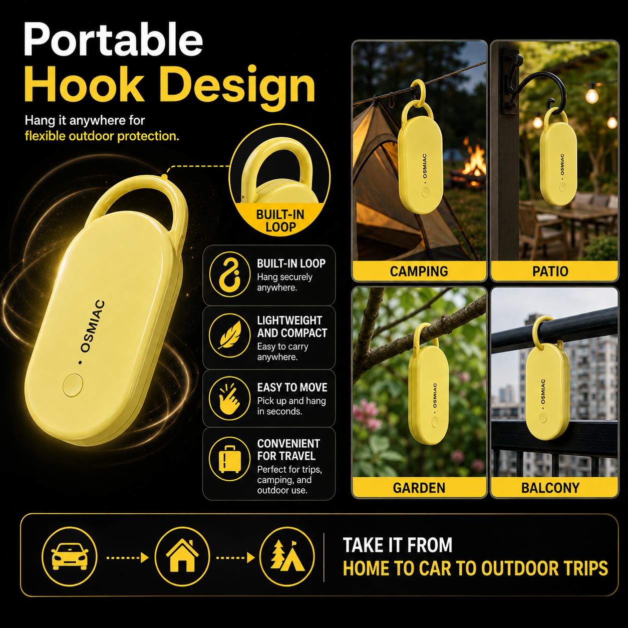 📢📢 Sconto del 50%!! ⏰ Repellente a ultrasuoni portatile per parassiti con gancio per auto