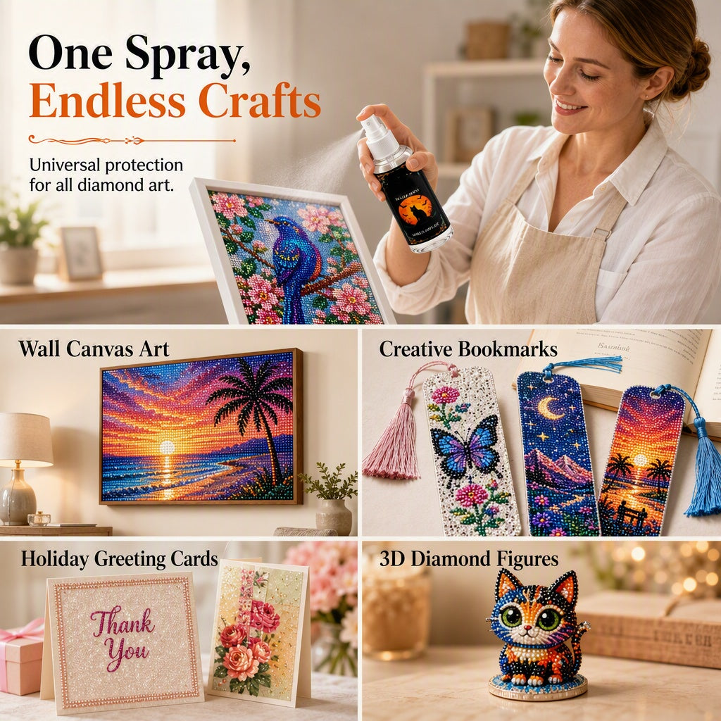 🔥 Spray Fissativo Lucido – Rivestimento acrilico trasparente con protezione UV e antiumidità – Ideale per pittura diamante, hobby creativi e figurine 3D 💎🛡️