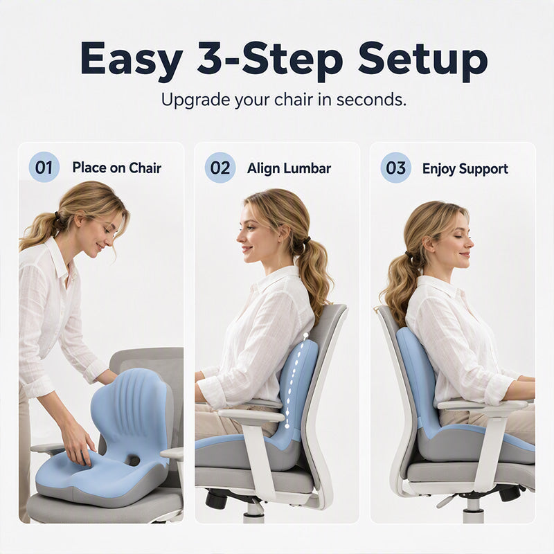 🪑 Cuscino Ergonomico in Memory Foam con Supporto Lombare – Comfort Tutto il Giorno, Perfetto per Ufficio, Auto e Casa ✨