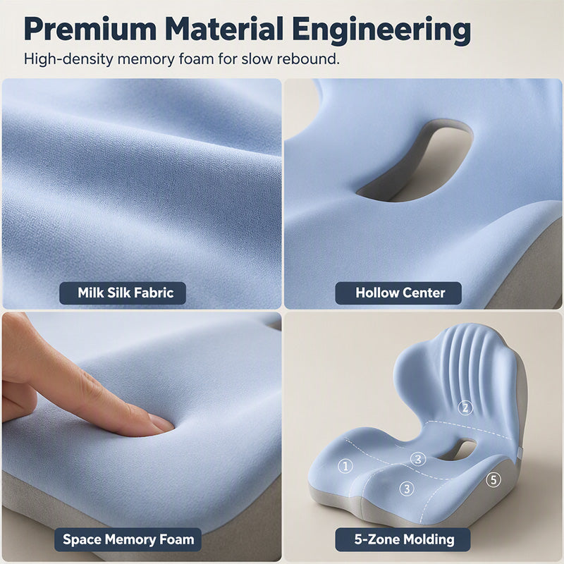 🪑 Cuscino Ergonomico in Memory Foam con Supporto Lombare – Comfort Tutto il Giorno, Perfetto per Ufficio, Auto e Casa ✨