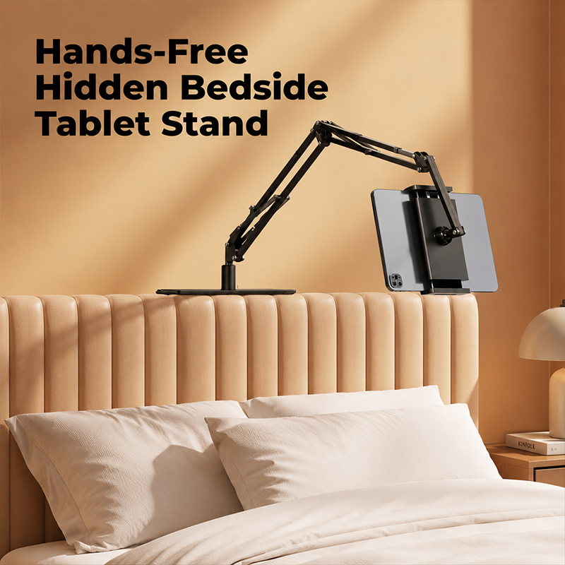 🧲 Supporto Magnetico per Tablet e Telefono da Comodino – Base Nascosta sotto il Materasso | Braccio Flessibile a Sbalzo | Stabile e Invisibile 🛏️📱