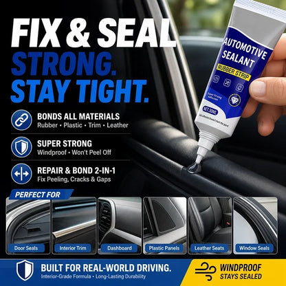 🚗50% DI SCONTO ORA! Sigillante adesivo per guarnizioni portiera auto – 2 in 1 sigillatura & incollaggio, ripara strisce in gomma, crepe, strappi e listelli allentati per interni auto