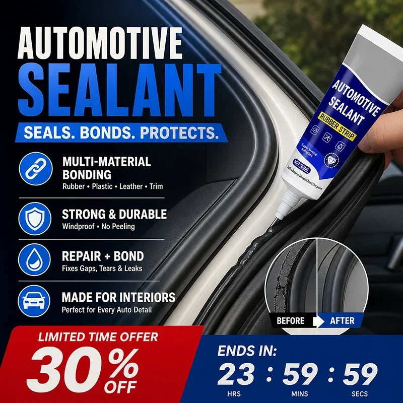 🚗50% DI SCONTO ORA! Sigillante adesivo per guarnizioni portiera auto – 2 in 1 sigillatura & incollaggio, ripara strisce in gomma, crepe, strappi e listelli allentati per interni auto