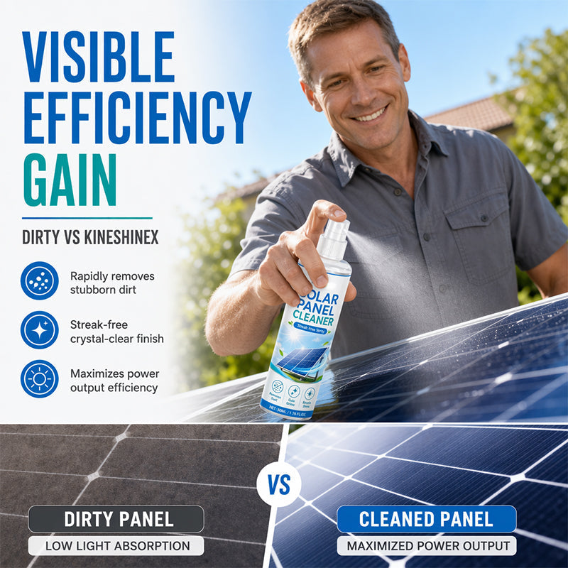 🛒 50% DI SCONTO ORA! ☀️ Spray detergente avanzato per pannelli solari – Rimuove efficacemente lo sporco e migliora la resa energetica – Facile da usare all'aperto 💧