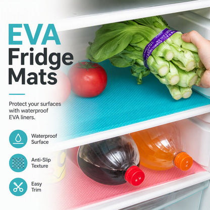 📦🧄 Fogli Impermeabili per Frigorifero in EVA – Antiscivolo, Idrorepellenti, Tagliabili su Misura 45x29cm – Protezione Igienica Ripiani – 4 Colori 💧✂️