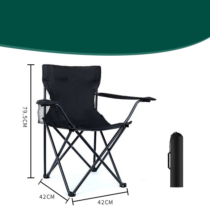 Sedia da Campeggio Pieghevole Portatile con Portabicchiere