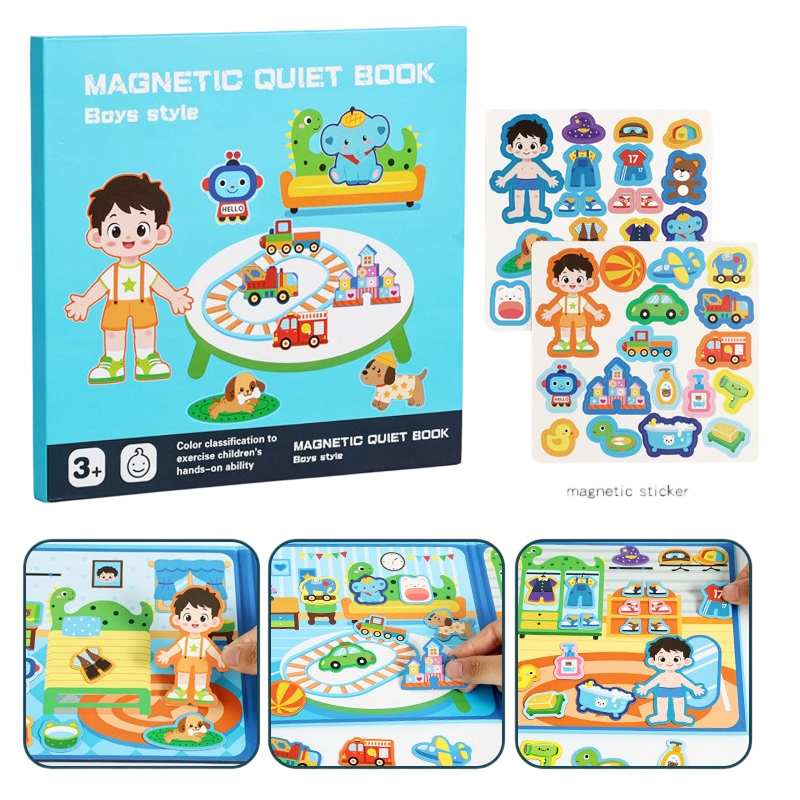 Libro Magnetico Pieghevole per Bambini con Puzzle a Scene - Giocattolo Educativo per Maschi e Femmine