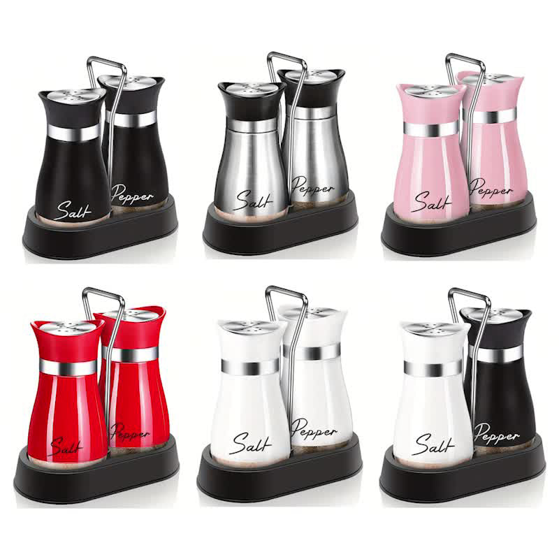 🐧🧂 Set Saliera e Pepiera Design Pinguino – Acciaio Inox 304 + Vetro, 15,5×16cm, Coperchio Dosatore di Precisione, Caddy Incluso – 8 Colori 🧂✨