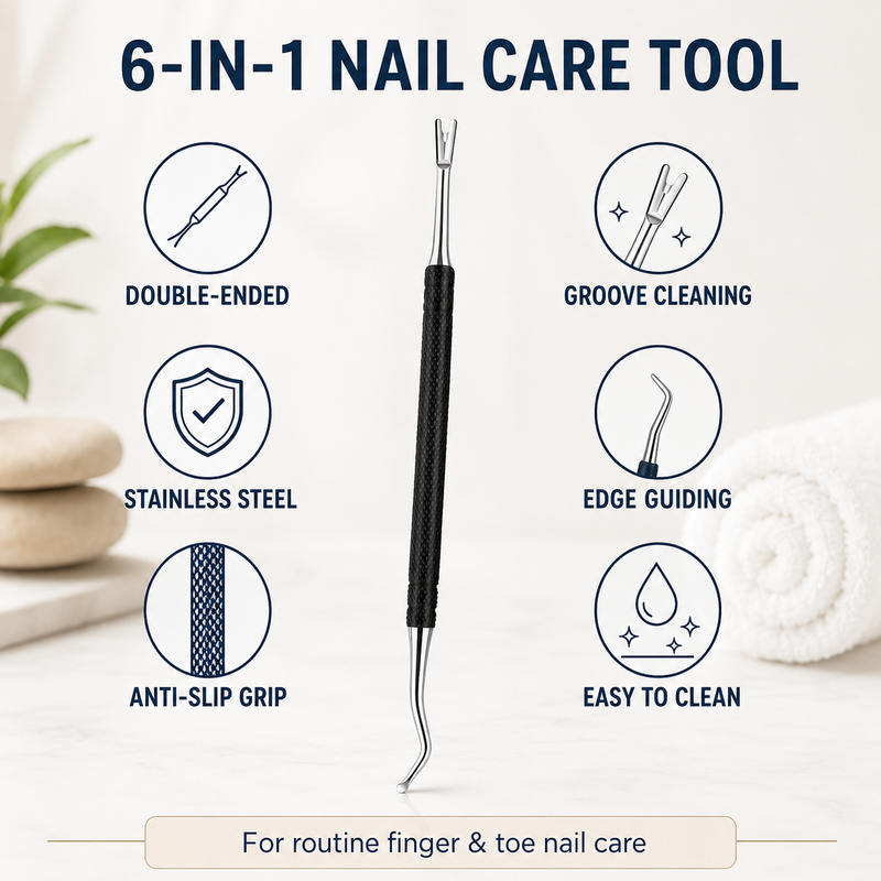 🥳2026 SUPER VENDUTO🥳💞50K+ VENDUTI! 🦶🔧 50% DI SCONTO! Strumento Doppio per Unghie Incarnite – Punta sollevatrice curva + pulitore del solco, acciaio inox antiruggine. Impugnatura antiscivolo – cura professionale dei piedi a casa! 🛡️✨