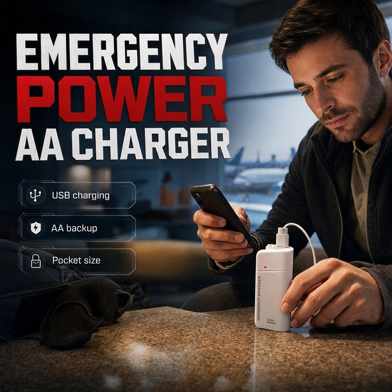 🔋⚡ Power bank di emergenza portatile a batterie AA – Con torcia LED integrata, sempre pronto all'uso! 💡🆘