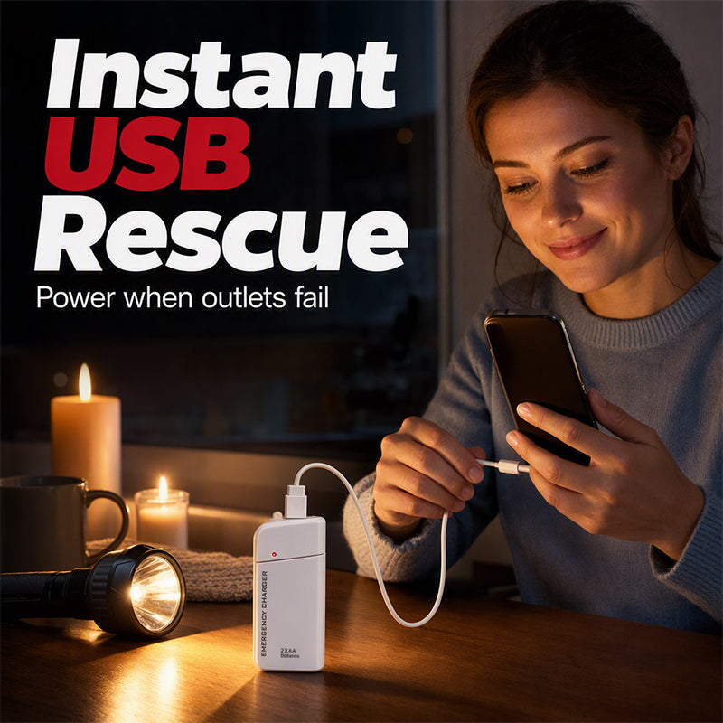 🔋⚡ Power bank di emergenza portatile a batterie AA – Con torcia LED integrata, sempre pronto all'uso! 💡🆘