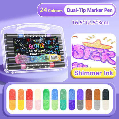 🥳2026 NUOVO ARRIVO🥳💞OLTRE 50.000 VENDUTI! ✨Pennarelli glitter con doppia punta. Doppia punta versatile per disegni, decorazioni e lavoretti creativi. Inchiostro glitter brillante, ideali per bambini, scrapbooking e progetti fai da te.