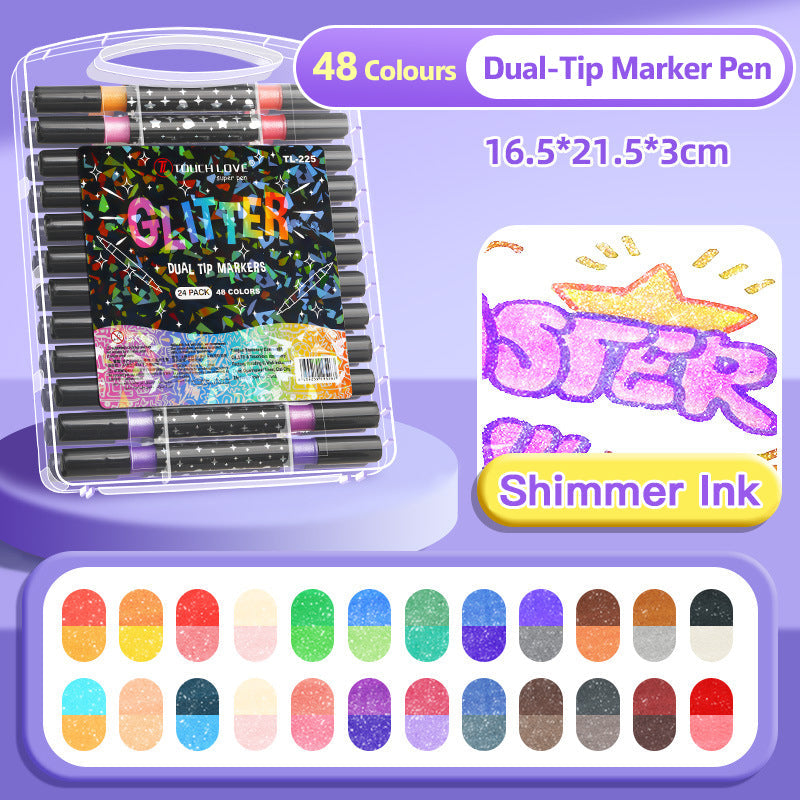 🥳2026 NUOVO ARRIVO🥳💞OLTRE 50.000 VENDUTI! ✨Pennarelli glitter con doppia punta. Doppia punta versatile per disegni, decorazioni e lavoretti creativi. Inchiostro glitter brillante, ideali per bambini, scrapbooking e progetti fai da te.