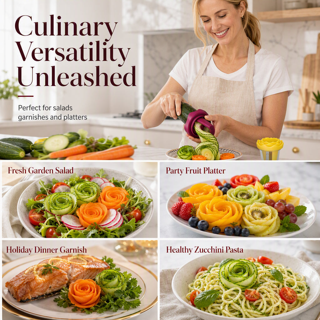 🥕✨ Spiralizzatore e Arricciatore Manuale per Verdure – Intaglio a Rosa | Trasforma le Carote in Rose da Ristorante in 60 Secondi! 🌹🍽️
