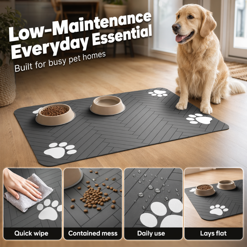 🐾Tappetino per Ciotole in Diatomea per Cani & Gatti – Antiscivolo, Assorbente, Facile da Pulire, 4 Misure (20x30-50x60cm), 17 Design – Protegge il Pavimento da Schizzi & Briciole 🍽️💧