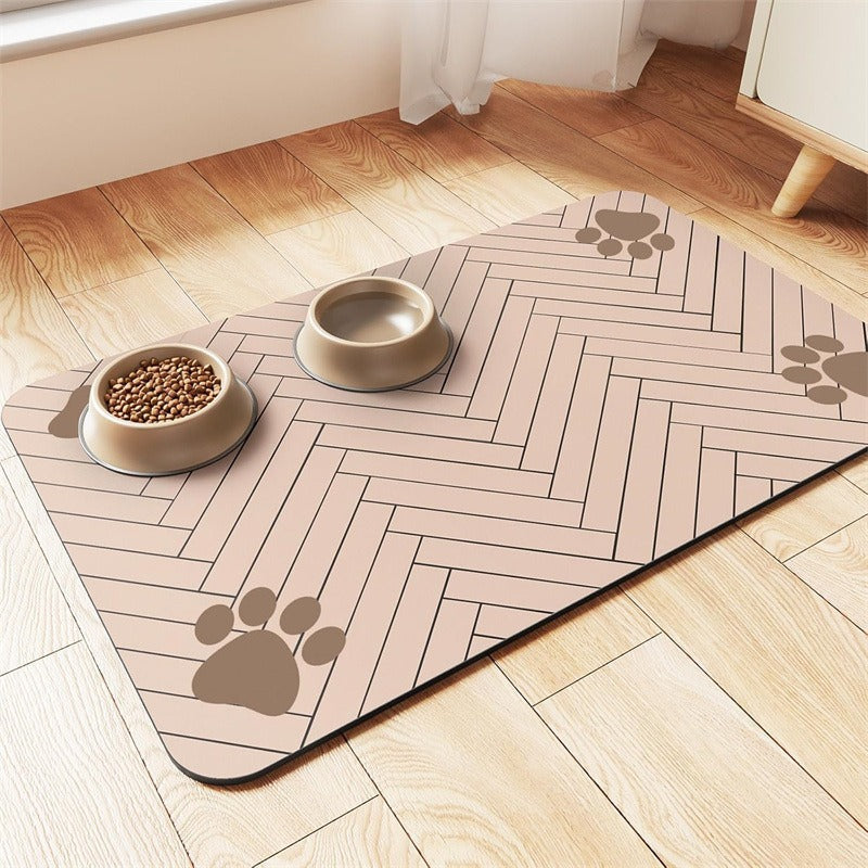 🐾Tappetino per Ciotole in Diatomea per Cani & Gatti – Antiscivolo, Assorbente, Facile da Pulire, 4 Misure (20x30-50x60cm), 17 Design – Protegge il Pavimento da Schizzi & Briciole 🍽️💧