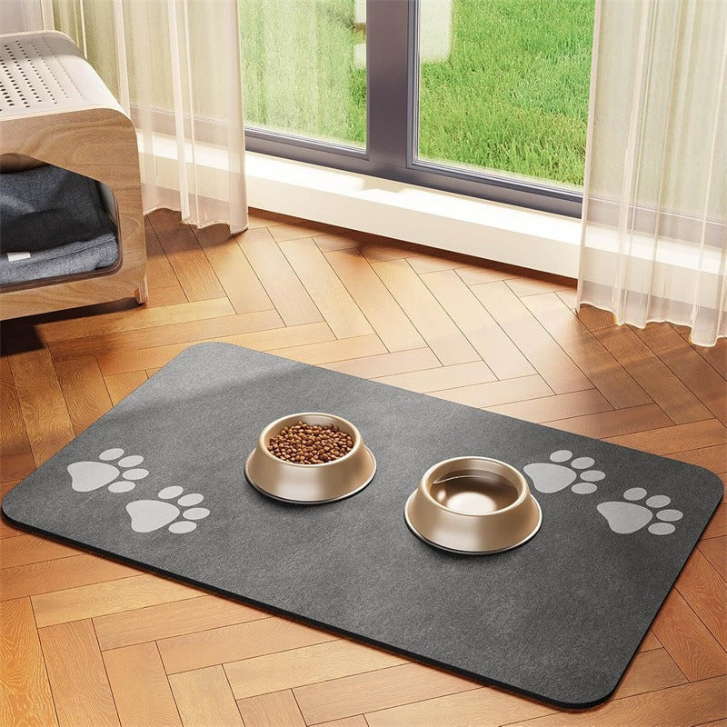 🐾Tappetino per Ciotole in Diatomea per Cani & Gatti – Antiscivolo, Assorbente, Facile da Pulire, 4 Misure (20x30-50x60cm), 17 Design – Protegge il Pavimento da Schizzi & Briciole 🍽️💧