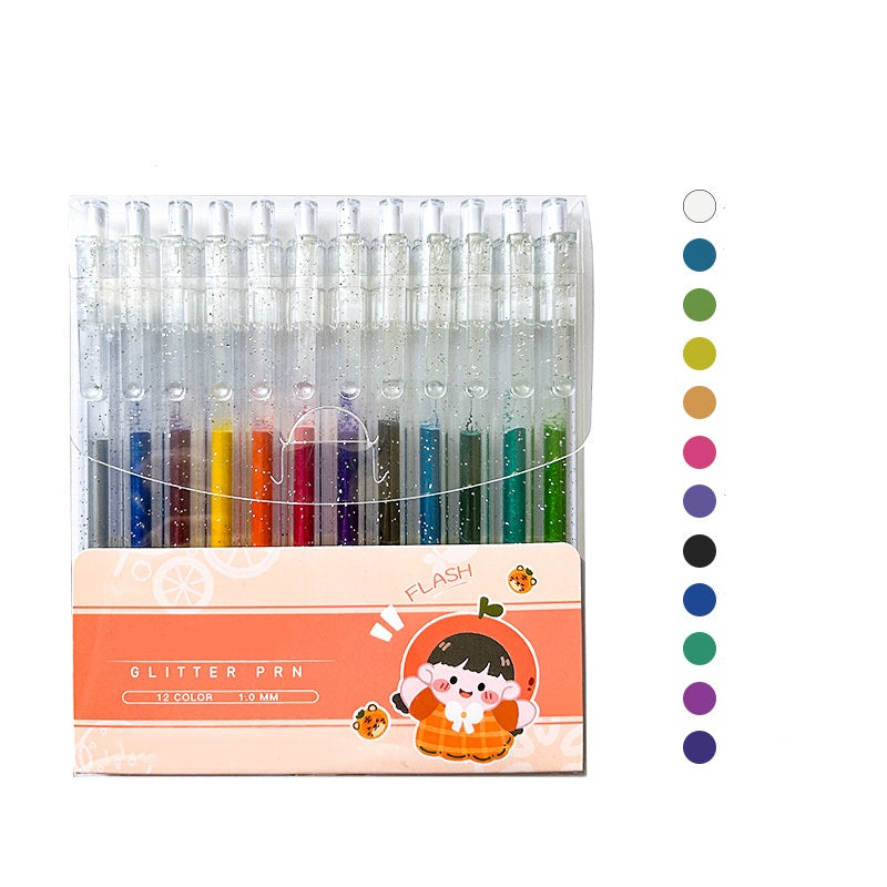 🎨 Set Penne Glitter a Asciugatura Rapida – Per Biglietti, Planner e Scrapbook | Inchiostro Brillante su Carta Chiara e Scura ✨