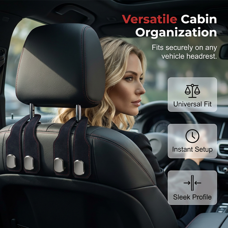 🚗 Ganci Multifunzione per Poggiatesta Auto – Portaborse Premium, Installazione Senza Attrezzi | Ecopelle e Pelliccia Sintetica