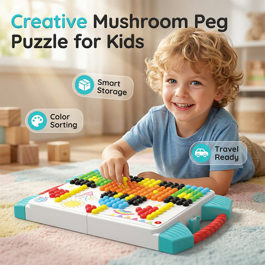 ✨OLTRE 50.000 PEZZI VENDUTI!🧩Set mosaico pioli in spugna🎨Gioco educativo senza schermo! Valigetta 2‑in‑1, stimola manualità e fantasia per bambini 4‑14 anni✅
