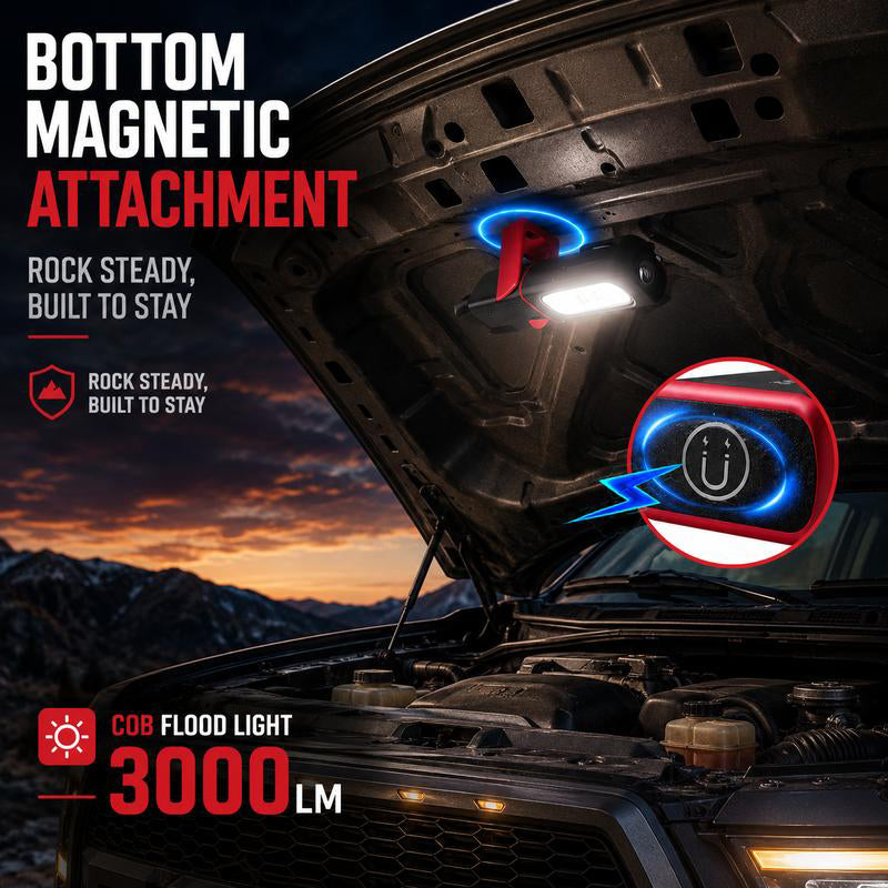 📢 ORA 50% DI SCONTO! 🔦 Lampada da lavoro LED COB ricaricabile con base magnetica – Illuminazione a mani libere