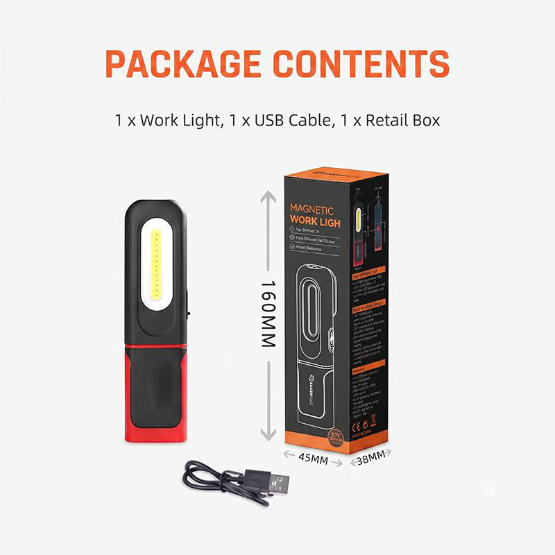 📢 ORA 50% DI SCONTO! 🔦 Lampada da lavoro LED COB ricaricabile con base magnetica – Illuminazione a mani libere