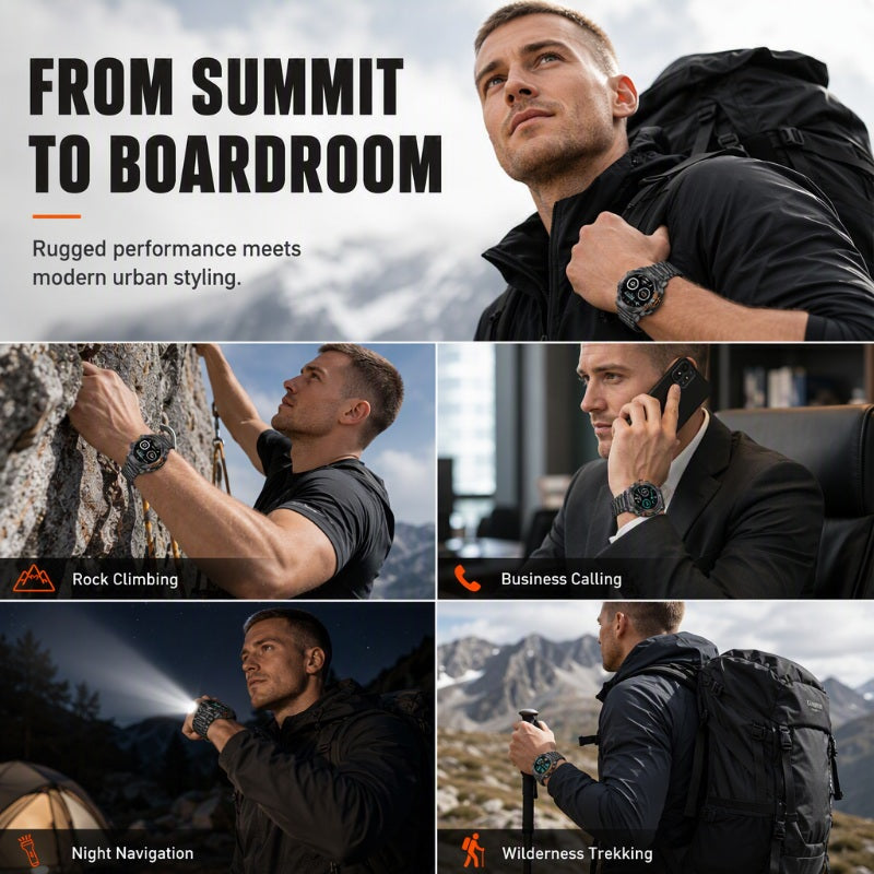 ⌚ Smartwatch Outdoor Multifunzione | 🔦 Torcia LED Integrata | 📞 Chiamate Bluetooth | 🏔️ Design Robusto per Avventure