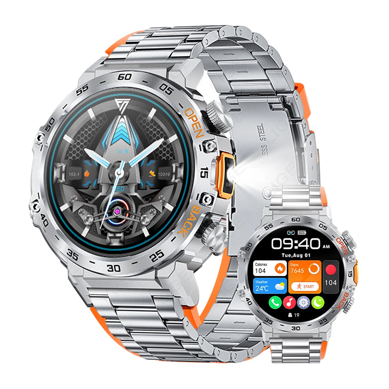 ⌚ Smartwatch Outdoor Multifunzione | 🔦 Torcia LED Integrata | 📞 Chiamate Bluetooth | 🏔️ Design Robusto per Avventure