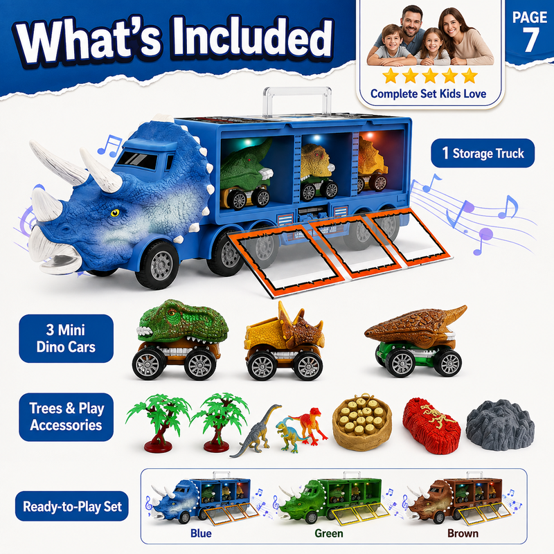 🦖Camion interattivo di dinosauri – Divertente giocattolo per bambini ✨