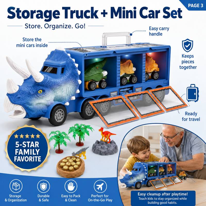 🦖Camion interattivo di dinosauri – Divertente giocattolo per bambini ✨