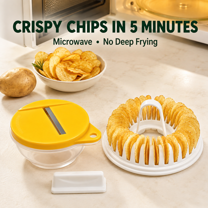 🔥 Best Seller 2026🥳💞 Oltre 50.000 pezzi venduti!😍🥔 Kit per fare patatine fatte in casa al microonde (con affettatrice e ciotola)