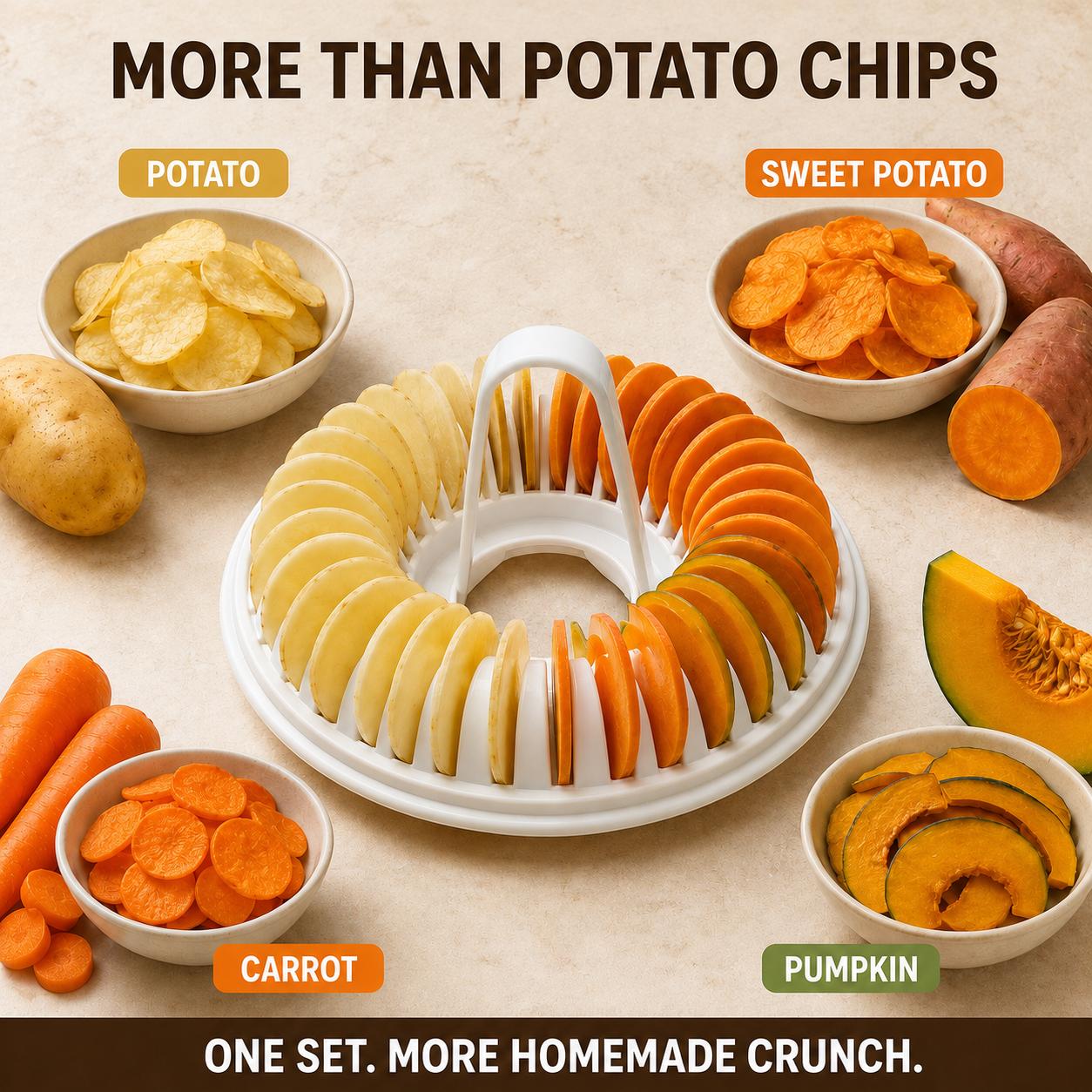 🔥 Best Seller 2026🥳💞 Oltre 50.000 pezzi venduti!😍🥔 Kit per fare patatine fatte in casa al microonde (con affettatrice e ciotola)