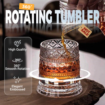 🥃 Bicchiere da whisky rotante a 360° – Base girevole fluida, vetro cristallino, fondo pesante per degustazioni equilibrate ✨