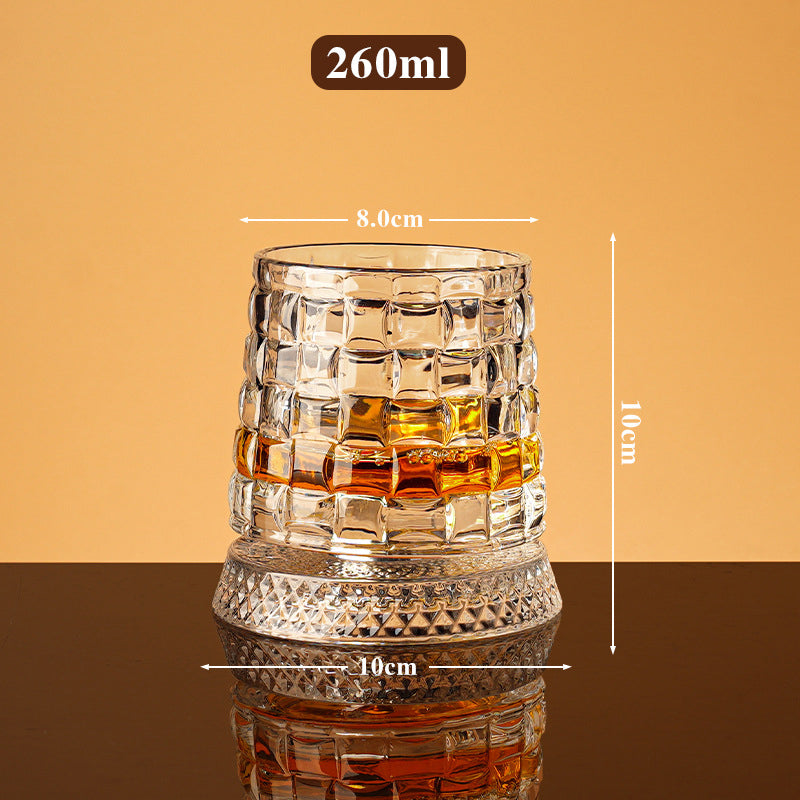 🥃 Bicchiere da whisky rotante a 360° – Base girevole fluida, vetro cristallino, fondo pesante per degustazioni equilibrate ✨