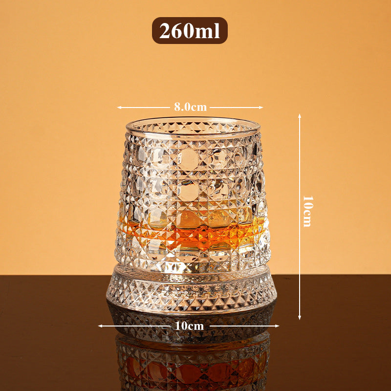 🥃 Bicchiere da whisky rotante a 360° – Base girevole fluida, vetro cristallino, fondo pesante per degustazioni equilibrate ✨
