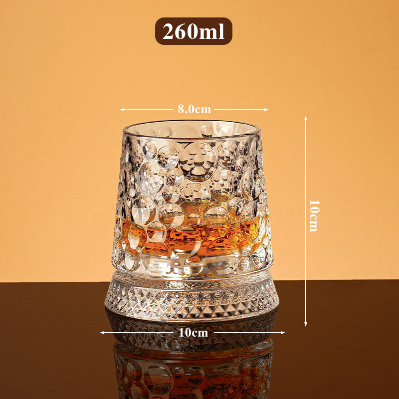 🥃 Bicchiere da whisky rotante a 360° – Base girevole fluida, vetro cristallino, fondo pesante per degustazioni equilibrate ✨