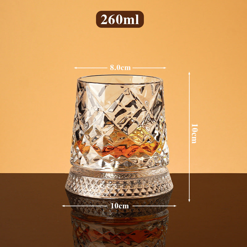 🥃 Bicchiere da whisky rotante a 360° – Base girevole fluida, vetro cristallino, fondo pesante per degustazioni equilibrate ✨