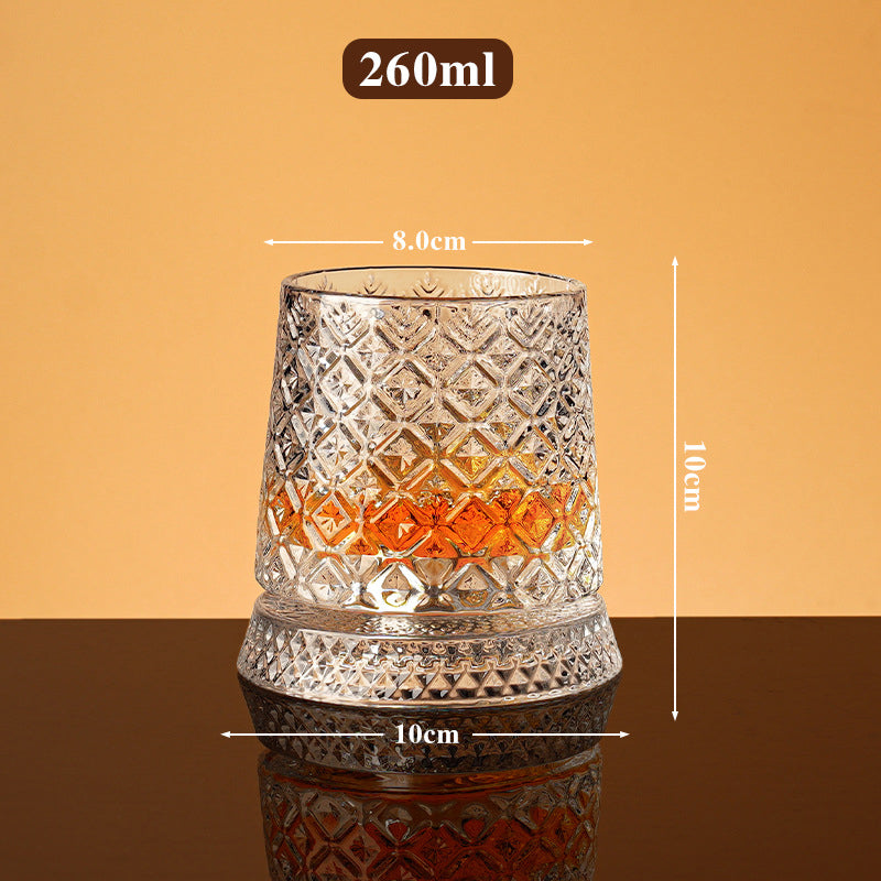 🥃 Bicchiere da whisky rotante a 360° – Base girevole fluida, vetro cristallino, fondo pesante per degustazioni equilibrate ✨