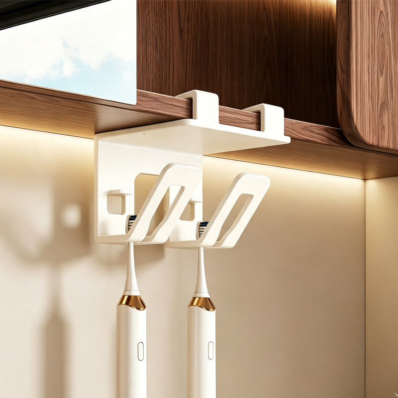 Under Cabinet Toothbrush and Cup Storage Rack