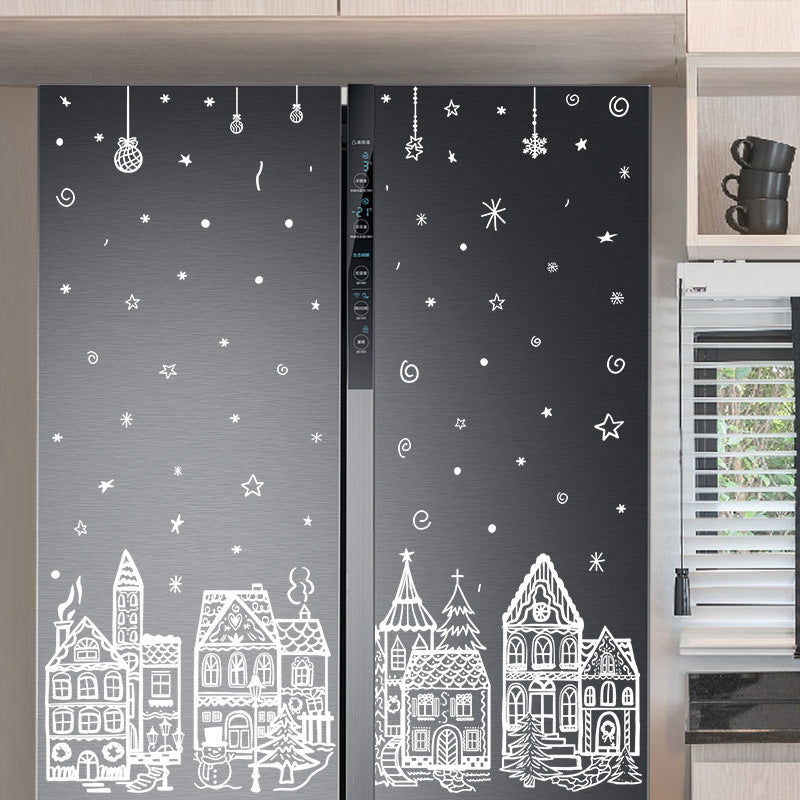 ❄️🏠 Set di adesivi statici per finestre con villaggio natalizio, decorazione invernale da 78 pezzi