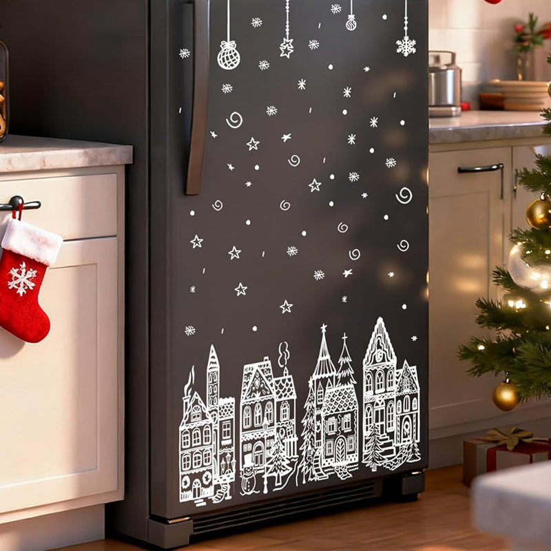 ❄️🏠 Set di adesivi statici per finestre con villaggio natalizio, decorazione invernale da 78 pezzi