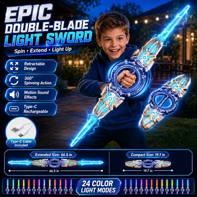 🥳2026 NUOVO ARRIVO🥳💞50K+ VENDUTI!🔥50% DI SCONTO! ⚔️🎃 Spada Luminosa a Doppia Lama Ricaricabile — Idea Regalo Perfetta per Halloween, Effetti Luce Colorati, Divertimento per Bambini ✨