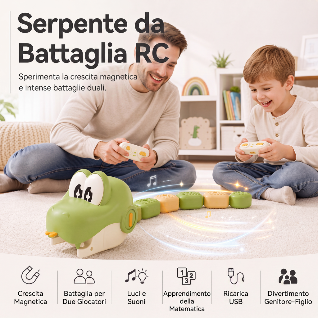 Giocattolo serpente telecomandato con segmenti magnetici componibili