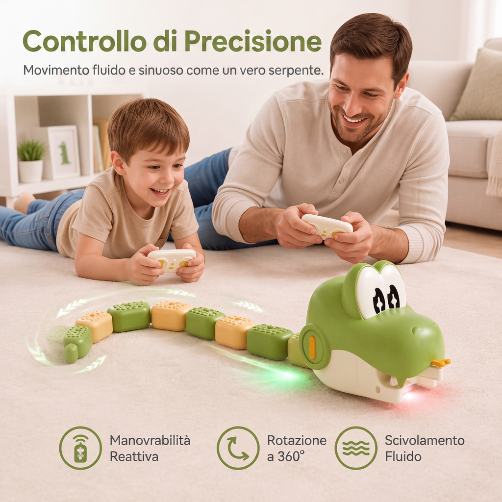 Giocattolo serpente telecomandato con segmenti magnetici componibili