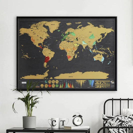 🔥Planisfero gratta e scopri da parete — Ricorda ogni viaggio con stile 🌍🖼️